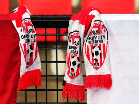 A view of Derry City scarves ahead of a recent game at Brandywell. Photograph by Lorcan Doherty (Inpho),