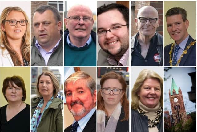 Moor Ward candidates clockwise from top left: Tina Burke, Gary Donnelly, Kevin Campbell, Emmet Doyle, Eamonn McCann, John Boyle, Patricia Logue, Sharon Duddy, Colm Cavanagh, Cathy Breslin and Niree McMorris.