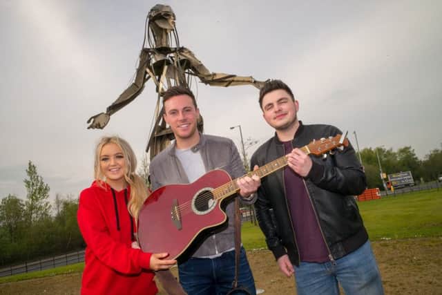 Local singers Shonagh Forbes and Adam Dolan with country legend Nathan Carter