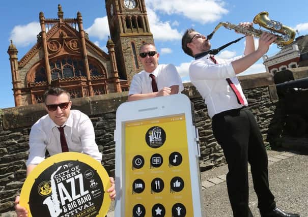 Local band Stevie and  the G's kicking off the 18th City of Derry and Big Band  Festival with the launch of the new What's On Derry Strabane App, featuring this weekend's full jazz festival programme.