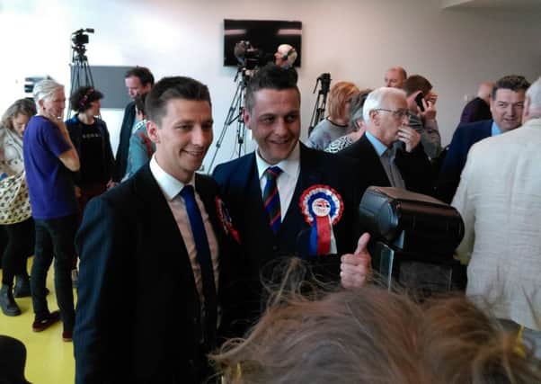 Newly elected DUP Councillors Ryan McCreadie and Graham Warke.