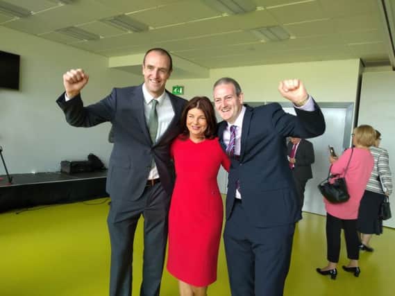 Sinead McLaughlin with party colleagues Mark Durkan and Martin Reilly