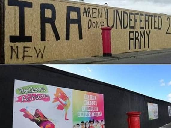 Before and after: graffiti and murals in Creggan.