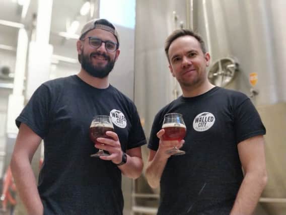 Walled City Brewery Brewmaster James Huey pictured with apprentice brewer Joshua Kyle at the acclaimed Tornion Panimo brewery in Finland.