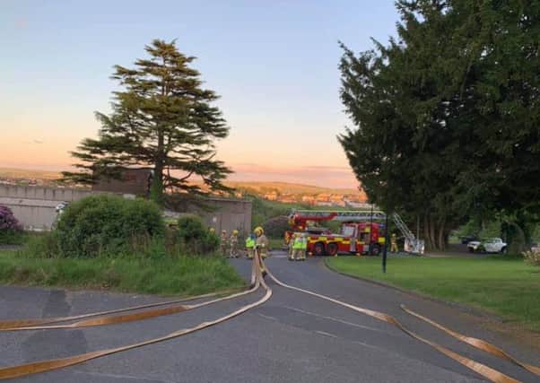 The scene of the fire at the old Thornhill College site. (Photo Sinn Fein)