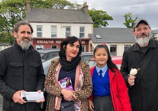 Tracy pictured on the campaign trail with MEP Luke 'Ming' Flanagan and her family.