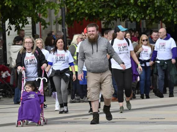 Members of Lyra McKee's family taking part in the walk.