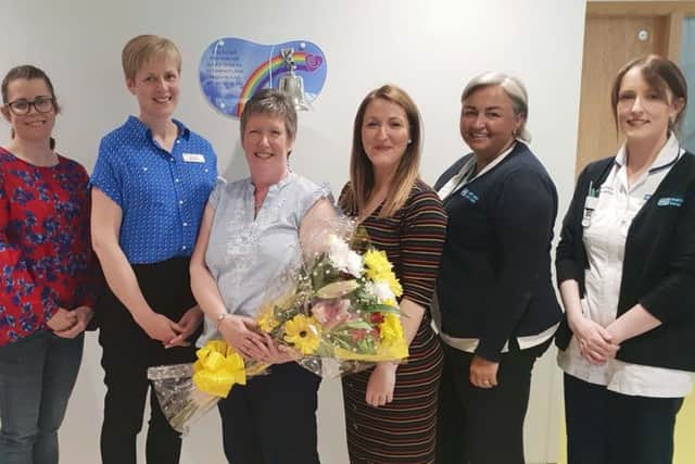 From Left North West Cancer Centre staff, Margaret McCloskey, Lesley Mitchell, Carolyn Rutherford, Rebecca Durnin, Maria McBrearty and Leonie Hendry.