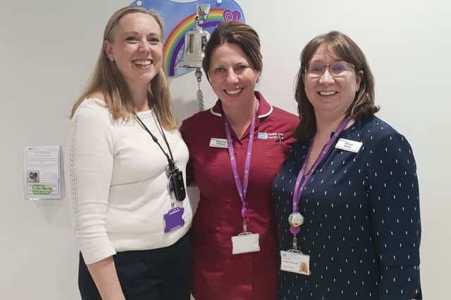 Paula Powell, Martina OBrien and Elaine Reilly, Radiotherapy Services Manager.