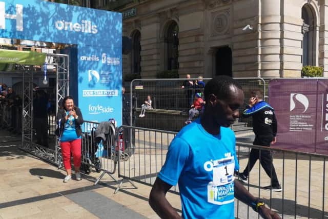 Kenyan runner, Eric Koech pictured after winning the 2019 Walled City Marathon