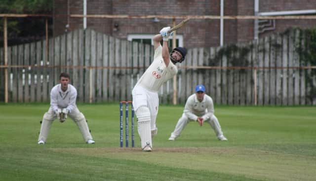 A huge six for Eglinton's Andy Millar during the villagers' surprise victory over Doneman.