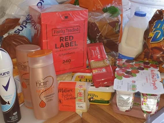 The food donated by Sainsbury's to the young Derry woman.