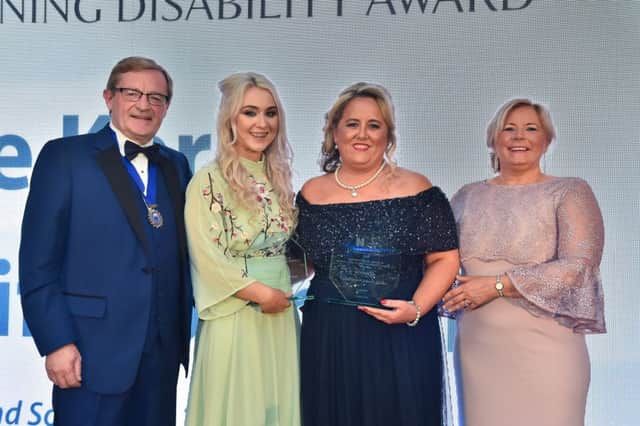 Professor Hugh McKenna, Inspire, Jennifer Jordan and Claire Kerr, winners of the Inspiring Excellence in Mental Health and Learning Disability Award and Pat Cullen, Director of the RCN in Northern Ireland
