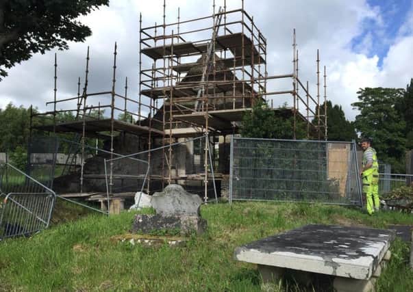 Scaffolding has been erected at the abbey.