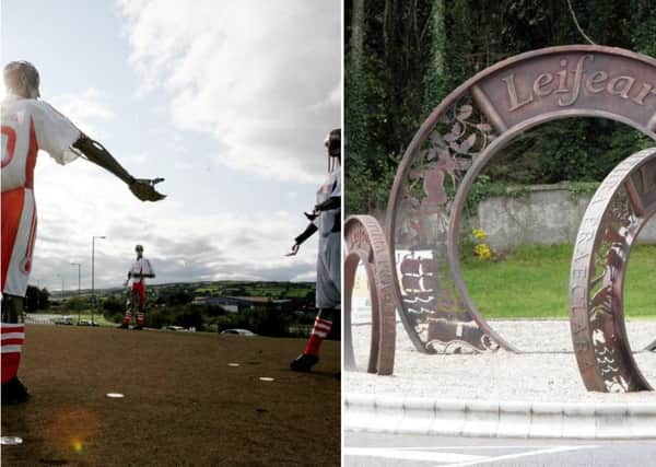 The Tinnies in Strabane and Lifford Roundabout sculptures.