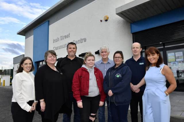 Pictured at the launch of the 'Big Oaks from Little Acorns' health project in the Irish Street Community Centre on Tuesday evening were, from left, Emer McElhinney, Apex Housing, Nyree McMorris, Irish Street Community Centre, Eamon McLaughlin, Hillcrest Trust, Keela Doherty, Whistle Project, Gerard McLaughlin, Men's Shed, Hillcrest Trust, Katrina Heaney, Whistle Project, Austin Kelly, Clanmil Housing Group, and Margaret Cunningham, Habinteg Housing. Absent from the photograph was Caroline McWilliams, Clanmil Housing, co-founder of the project with Emer and Margaret. DER2519-134KM