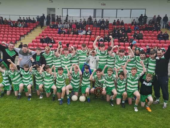 St. Mary's Faughanvale celebrate their county victory which has set them up for this weekend's historic trip to Mayo.