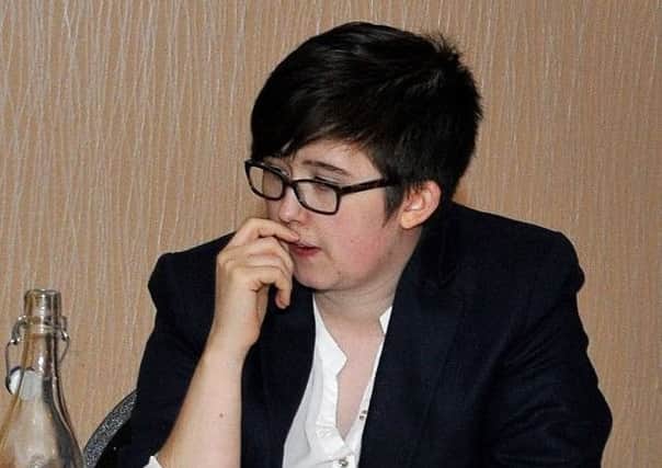 Lyra McKee speaking in Derry at a public event several years ago.