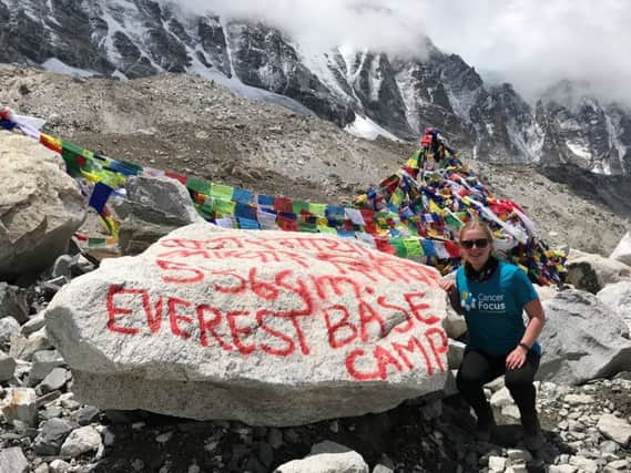 Zara Brown makes it to Mount Everest base camp to raise funds for Cancer Focus NI.