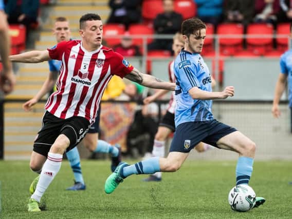 Derry City's David Parkhouse and UCD's Evan Farrell