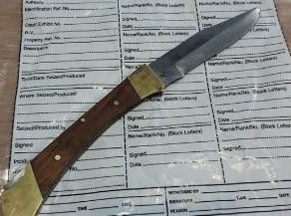 The knife which was seized this afternoon.