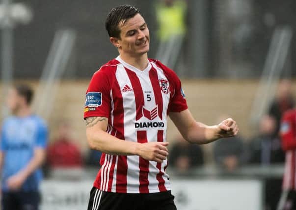 Derry City's Ciaran Coll reacts to a missed chance against UCD. Picture by Evan Logan/INPHO
