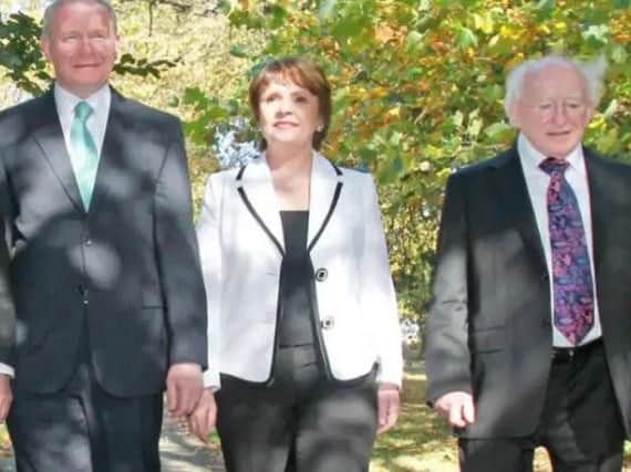 Martin McGuinness, Dana and Michael D. Higgins ahead of the 2011 Presidential election.