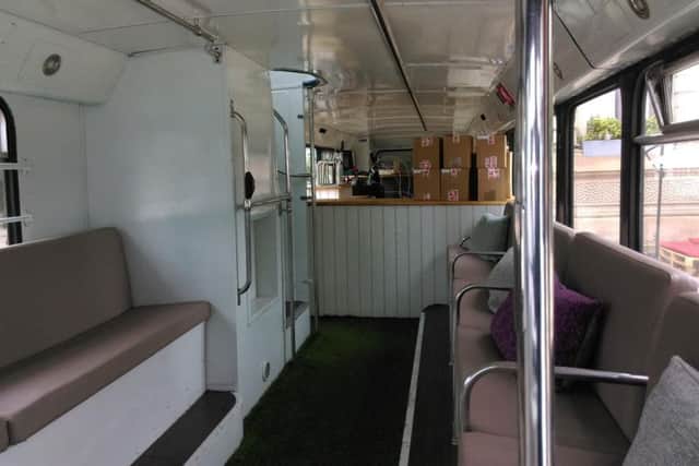 A peek inside the double decker bus cafe stationed at Guildhall Square and which will open this evening.