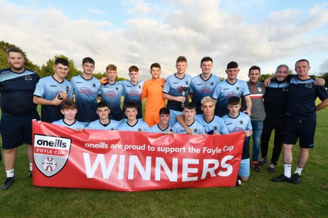 Institute celebrate winning the O'Neills Foyle Cup U19 section.