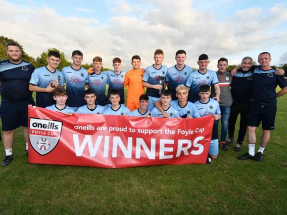 Institute celebrate winning the O'Neills Foyle Cup U19 section.