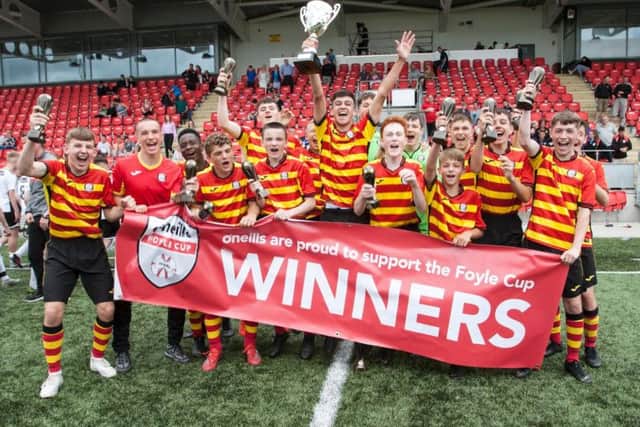 Partick Thistle celebrate winning the O'Neills Foyle Cup U16 section.