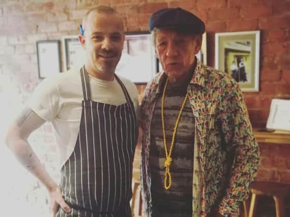 The Sooty Olive proprietor Sean Harrigan with Ian McKellen.