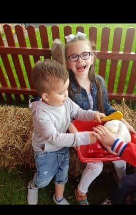 Kaite-Leigh and her brother Caleb who was diagnosed with retinoblastoma