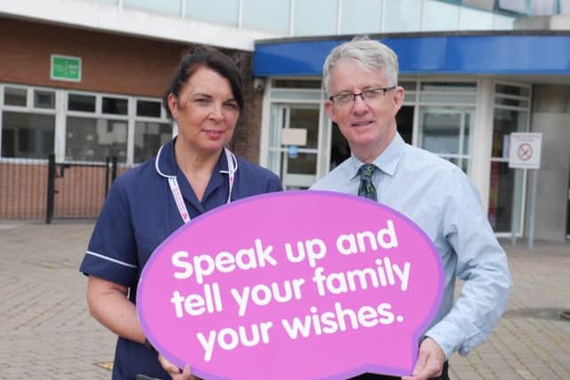 Highlighting the need for more people to sign up to the organ donor register and telling your family your wishes is: Maria Coyle; Specialist Nurse in Organ Donation and Dr Declan Grace; Lead Clinician for Organ Donation in the Western Trust.