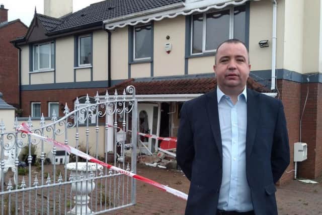 Local SDLP Councillor Brian Tierney at the scene of the incident on Glendale Road last night