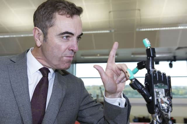 UU Chancellor Dr James Nesbitt pictured previously at the world-leading Intelligent Systems Research Centre based at its Magee campus.