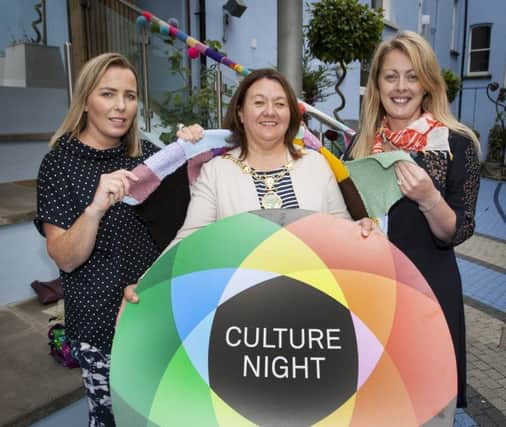 The Mayor of Derry City and Strabane District Council, Michaela Boyle, pictured at the Garden of Reflection, Bishop Street for the launch of this years Culture Night 2019. This years event will be held on Friday, September 20. Included in photo are Sharon Meenan (right), Arts Development Officer, DCSDC and Aine Clarke (left) from Crafting the City who will launch their exhibition as part of Culture Night.