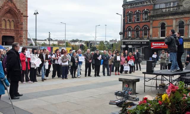 A previous protest against Bedroom Tax and other benefit changes in Derry. 2809JM72
