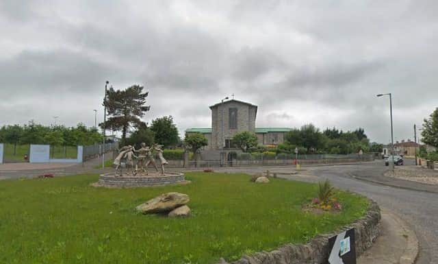 The Celebrate statue in Creggan (Google Earth)