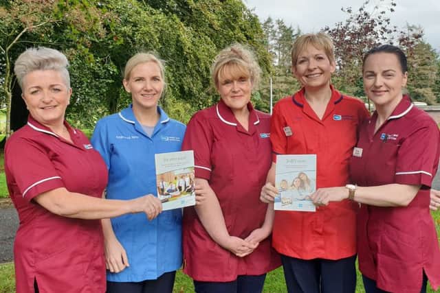 Western Trust School Nurses delighted that the HPV Vaccination programme is extended to include boys. Pictured from left to right: Michelle Doyle, School Nurse; Nicola Mc Court, Student School Nurse; Alison Vincent, School Nurse; Irene Mc Sorley, School Nursing Team Lead and Wendy Edwards, School Nursing Immunisation Co-ordinator.