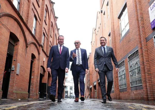 Stephen Kelly, Manufacturing NI, Colin Neill, Hospitality Ulster and Glyn Roberts, Retail NI.   Photo by Kelvin Boyes / Press Eye.