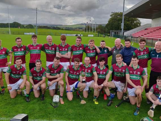 Eoghan Rua, Coleraine celebrate their Derry Junior Championship victory at Owenbeg on Sunday.
