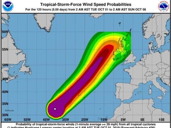 Hurricane Lorenzo will be an ex-hurricane when it arrives on Thursday. (Image: National Hurricane Centre)