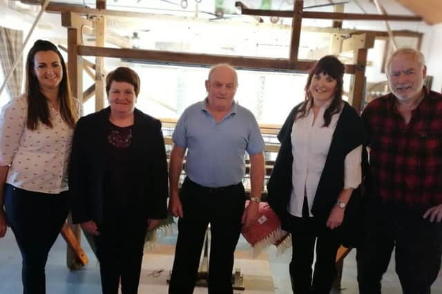 Claire Harkin, Mary and John Heena, Anne and Pat McGonigle, pictured in front of the loom which will be christened tomorrow.