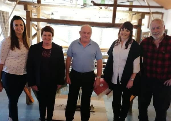 Claire Harkin, Mary and John Heena, Anne and Pat McGonigle, pictured in front of the loom which will be christened tomorrow.