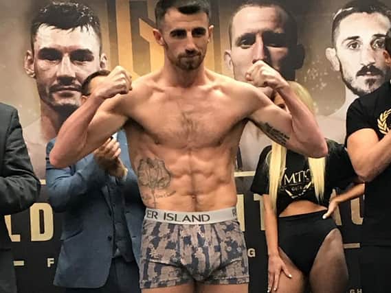 Tyrone McCullagh pictured at the weigh-in ahead of his Golden Contract quarter-final fight on Friday.