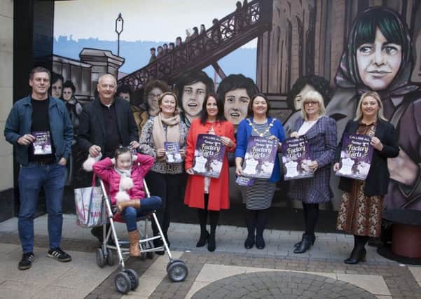 FACTORY GIRLS XMAS PARTY. . . .The Mayor of Derry City and Strabane District Council, Michaela Boyle pictured launching the â¬ÜFormer Factory Girls Christmas Party in the Parlourâ¬" to be held on Friday, 6th December, 2019 at the cityâ¬"s Guildhall with proceedings starting at 6.30pm. Itâ¬"s understood this is an open invite to all former factory girls who worked in the city and district and will be hosted by the Mayor and the Inner City Trust. Included from left are Councillor Shaun Harkin, Councillor Paul Fleming with Avalynn McNaught, Deirdre Williams, Councillor Shauna Cusack, Helen Quigley, Inner City Trust and Karen Mullan. MLA.