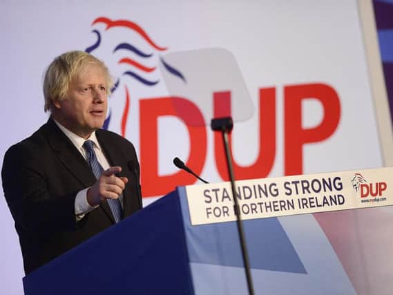 Boris Johnson pictured at the DUP annual conference in Northern Ireland in November 2018. (Photo: Pacemaker) (Video courtesy of BBC News NI)