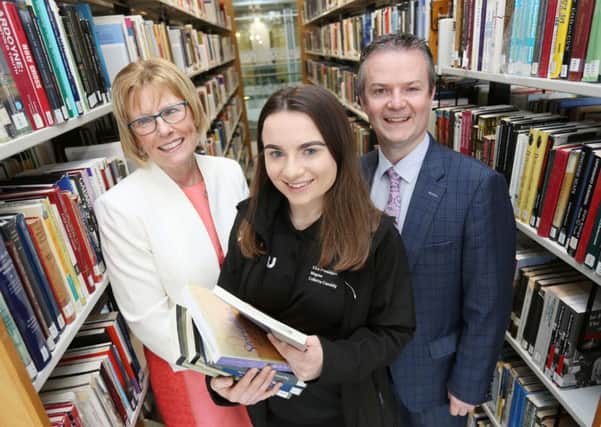 Janet Peden, University Librarian & Deputy Chief Digital and Information Officer, Collette Cassidy, VP, Magee Students' Union, and Dr Malachy " Néill, Provost of the Magee campus.