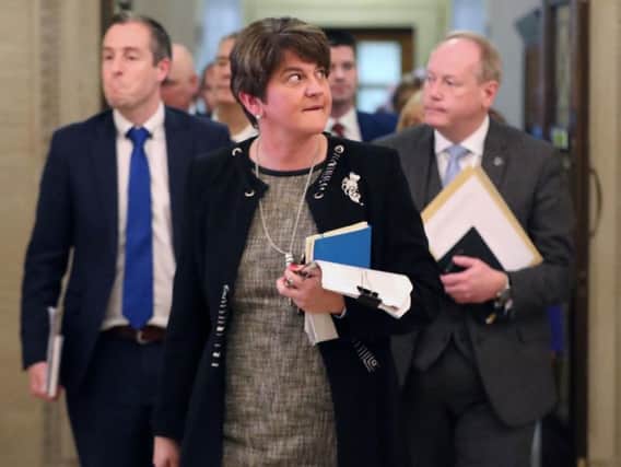 DUP leader, Arlene Foster, in Stormont on Monday. (Photo: P.A. Wire)